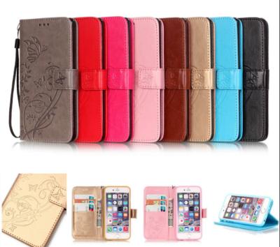 China Embossed Butterfly Magnetic Flip PU Leather Wallet Stand Case Cover for Apple iphone 7 6s plus SE& Samsung S7 S6 S5 for sale