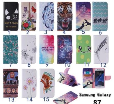 China Printed Leather Wallet Flip Card Slot Stand Phone Case Cover For iPhone & Samsung Galaxy Smartphones for sale