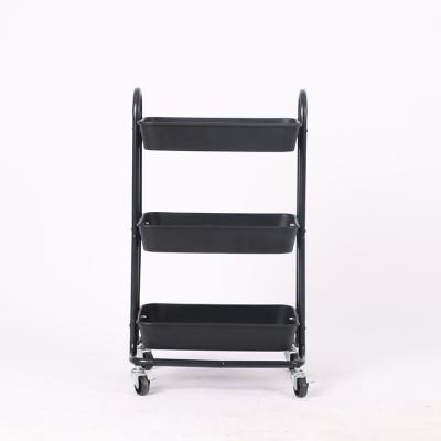 China NO3 Tier Storage Rolling Cart Kitchen Storage Trolley Cart Makeup Cart with Handle/Wheels for Bedroom for sale