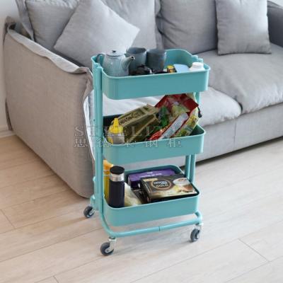 China 3 Tier Japan Kitchen Cart Cold Rolled Steel Movable Storage Rolling Carts for sale