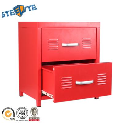 China Modern home furniture 2 drawer metal nightstand steel cabinet for sale