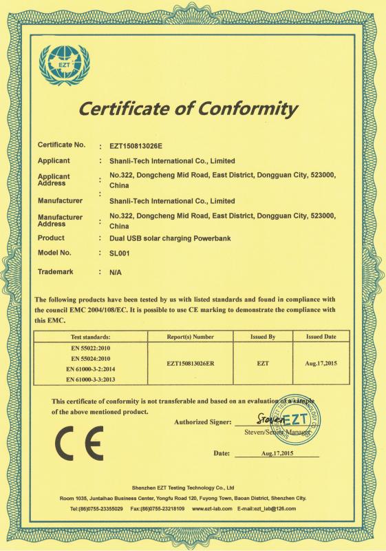 CE - Dongguan Shanli Trading Co., Ltd.