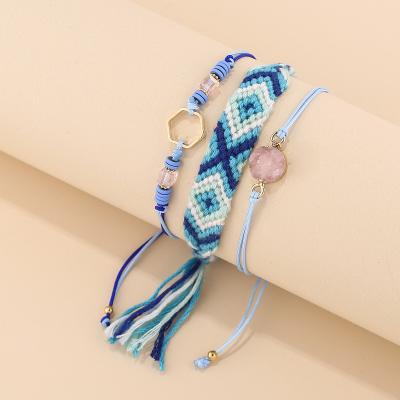 China High Quality Wholesale Ore Weaving Pull 3 Bracelets Adjustable Rope Bracelet Braided, Adjustable Rope Bracelet for sale