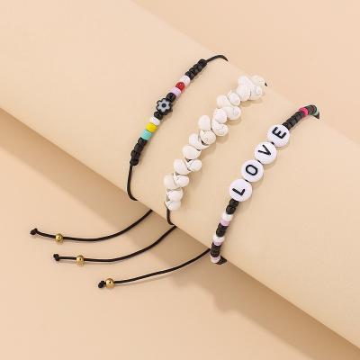 China High Quality Wholesale Weave 3 Pull Out Bracelets Clay Bead Bracelet Letter Beads, Letter Bead Bracelets for sale