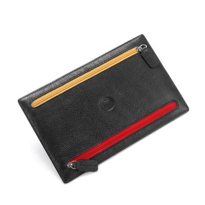 China Slim RFID Personalization Wallet Dual Zipper Travel Cash Holder for sale