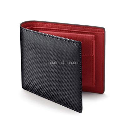 China Wholesale RFID Bifold Men's Carbon Fiber Wallet With Coin Pocket RFID Block Design Fashion Wallet Men for sale