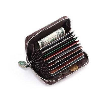 China Wholesale Fashion High Quality With Zipper Bank Card Holder BGenuine Leather RFID Blocking Card Holder for sale