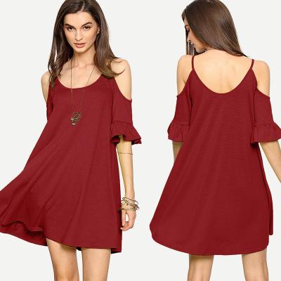 China High Quality Clothes for Women O-neck Mini Dress Ruffle Women Big Sizes for sale