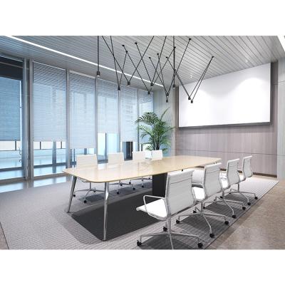 China Fit Regular Modern Office Furniture Oval End Black Tempered Glass Conference Table for sale