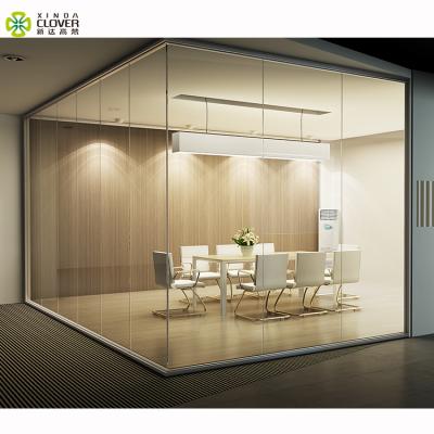 China 12mm Thickness Modern Aluminum Frame Tempered Glass Removable Partition Walls For Office for sale