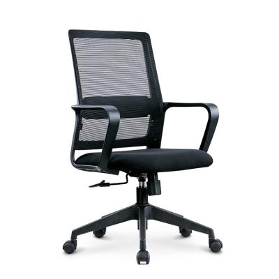 China Mid-back Affordable Price Adjustable Black Mesh Office Chair Computer Desk Chair (Height) for sale