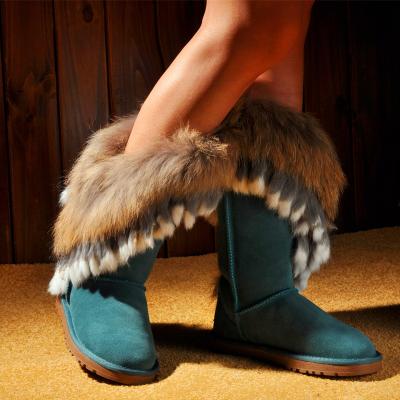 China Round Classics Snow Sheepskin Mid Winter Boots Calf Leather Sheepskin Fur Mid Australia Genuine Striped Outdoor Warm For Women Pink Fashion for sale