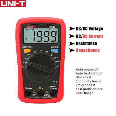 China Professional Multi UNIT UT33A+ 600V 10A Voltage Capacitance Meter Lab Test Palm Current Size 134*77*47mm Professional Mini Digital Multimeter for sale