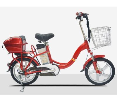 China Aluminum alloy 16 inch 18 inch aluminum alloy lithium battery electric bicycle electric city bicycle with basket for sale