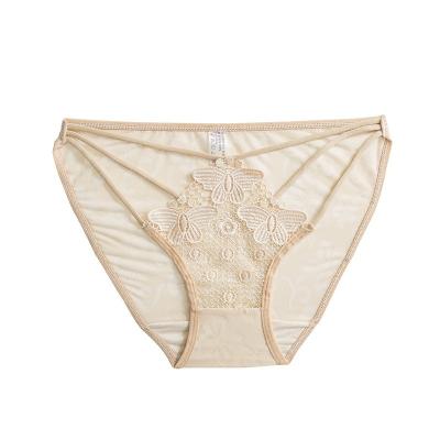 China Sustainable Panties Women's Sexy Hollow Embroidery Jacquard Low Waist Cotton Pants Sexy Women's Lace Panties for sale