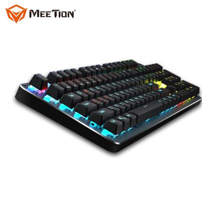 China New USB Gaming Keyboard MEETION Interface LED Switch Macro Mechanical Keyboard Gold-plating Back Ergonomic Colorful Light Mechanical Gamer for sale