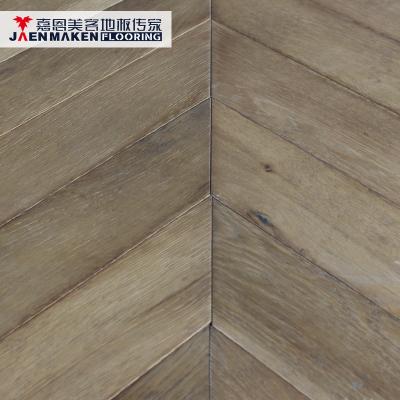 China Indoor Parquet Modern Oak Wooden Chevron Flooring Pattern 14-3x90mm for sale