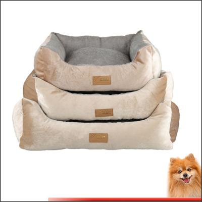 China luxurious dog beds free shipping Stripes short plush pet bed china factory for sale