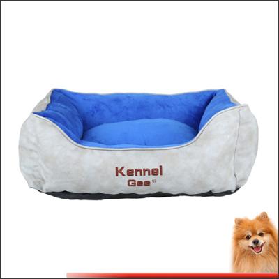 China cheap pet beds artificial leather and short plush pp cotton pet bed china factory for sale