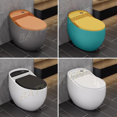 China Gray Egg Toilet WC Sanitarios Single-Piece Color Double-Flow Toilet Ceramic Bathroom Dresser Custom Made Toilet for sale