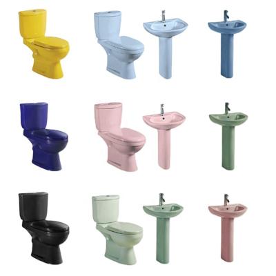 China Africa Tyford Ceramic Two-Piece Toilet Basin Set Direct Combination Cheap Bathroom Basin Toilet Price Double-Flow Factory for sale