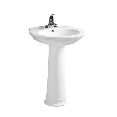 China Wholesale Price Traditional High Quality Pedestal Bathroom Sink Ceramic Pedestal Wash Basin for sale