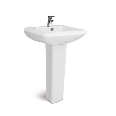 China Easy Clean Sanitary Ware White Color Pedestal Single Hole Wash Basin with Pedestal Luxury Design Rectangular Sink with Pedestal for sale