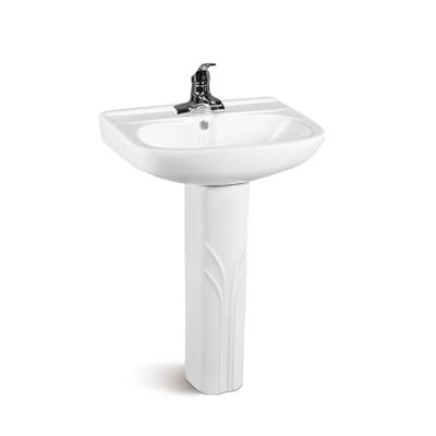 China Traditional Pedestal Lavatory Sink Basin Pedestal Use For Washing Hand With Single Hole White Color for sale