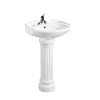 China Modern Design Traditional Wash Basin With Cylindrical Pedestal Hand Or Face Sink Fixing To Wall Back for sale