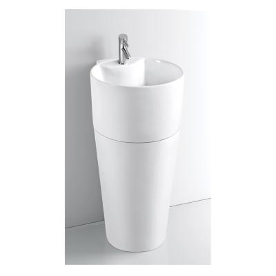 China Modern White Porcelain Sanitary Round Floor Ware Standing Wash Basin Sizes For Sale Pedestal Wash Basin for sale