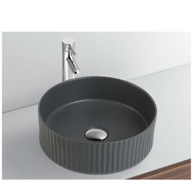 China 14 Inch Eco-Friendly Sanitary Ware Series Round Shape Color Above Countertop Bathroom Sink Ceramic Art Wash Basin for sale