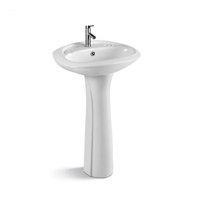 China Traditional Wholesale Modern Bathroom Sinks Cera Ware Pedestal Wash Basin Stand Sanitary Ceramic Basin for sale