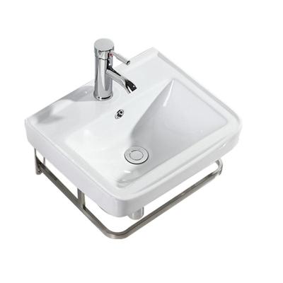 China Hand Wash Basin Wholesale Bathroom Hand Wash White Rectangular Ceramic Vanity Basin for sale