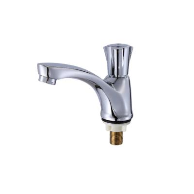 China Metered Faucets Deck Mounted Sink Bathroom Brass Chrome Knob To Handle Cold Water Single Tap for sale