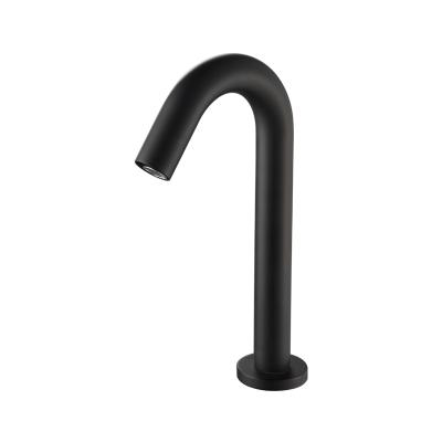 China Metered Faucets Operate Sensor Electronic Single Hole Infrared Automatic Touch Free Black Bathroom Faucet for sale