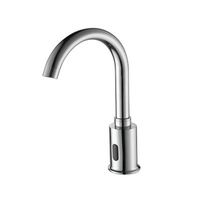 China Sense Faucets Battery Operated Electronic Sink Sensor Activated Faucet With Gooseneck Hand Wash Faucet Hot Cold Water for sale