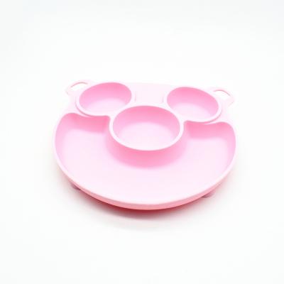 China 2021 Newest Design Kids Silicone Pig Shape Split Toddler Plates Portable Non-Slip Suction Dishes for Babies and Kids Children for sale