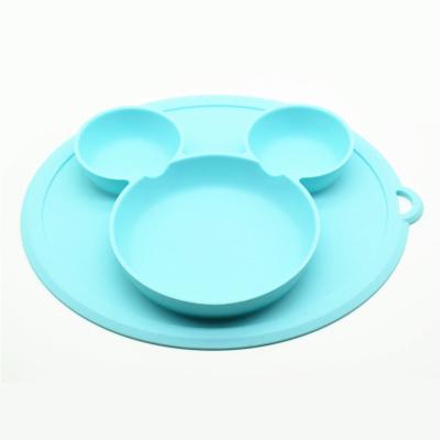 China Mickey Shaped Design Children's Cute Non-slip Waterproof Foldable Snack Mat Silicone Plate Silicone Dish Food Fruit Snack for Kids for sale