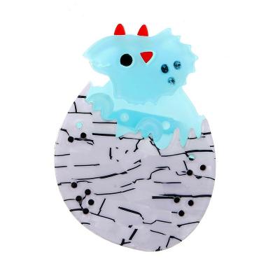 China Acrylic Brooch and Pin Decorative Clothing Accessories Cartoon Large Resin Egg Safety Funny Animal Pin Blue Dinosaur Baby Gray for sale