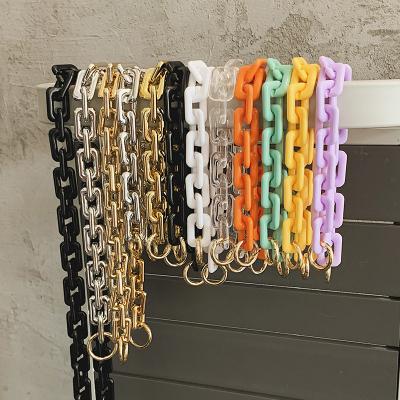 China Resin Trendy Casual Geometric Chain Bohemia Multicolor Round Shape Chunky Acrylic Long Link Chain Bag Accessories For Handbags Handle for sale