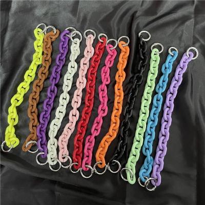 China Shiny Acrylic Jewelry Chunky Link Chain Handbag Accessories Chain Soft Cany Color Bag Sling Round Mold Temperament Long for sale