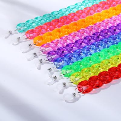 China 2022 Acrylic Trendy Clear Fluorescent Glasses Ties Lanyard Eyewear Accessories Neon Color Acrylic Sunglasses Chain For Women for sale