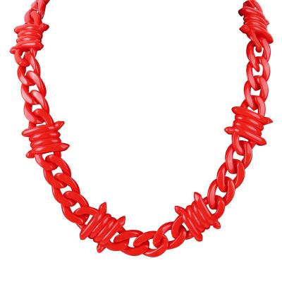 China Punk 2022 Red Acrylic Link Blackberry Barbed Rivets Wire Necklace For Man Women Toggle Punk Thorns Spike Chain Necklace Men Jewelry for sale