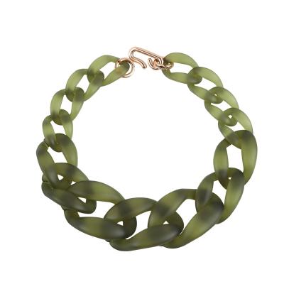 China Large Jelly Color Chunky Necklace Hip Hop Green Punk Style Round Shape Link Chain Necklace Party Acrylic Jewelry for sale