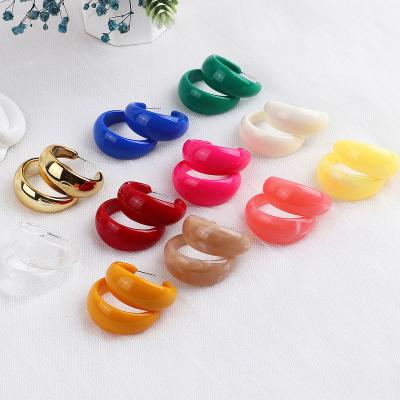 China Trendy Korean Colorful Geometric Acetate Resin Circle Earrings Shape 2022 Acrylic C Shape Circle Earrings For Women for sale