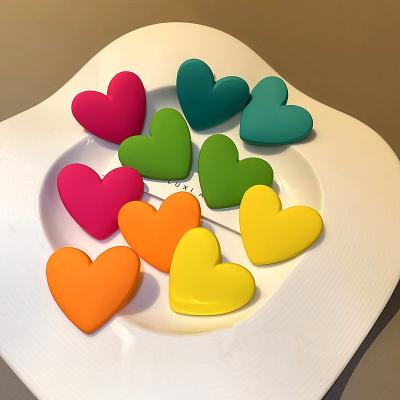 China TRENDY Trend Candy Color Geometric Heart Acrylic Earrings For Women Love Statement Vintage Fashion Party Jewelry Earring Bohemian Gift for sale