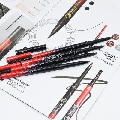 China Waterproof Factory Made Waterproof Double Ended 3 Color Automatic Eyebrow Pencil With Brush for sale