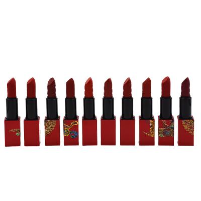 China Chinese Style Wedding Red Color Waterproof Dragon and Phoenix Carving Pattern Customized Design OEM Long Lasting Vegan Lipstick for sale