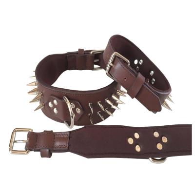 China Padded Design Anti Bite Nail Factory Personalized Dog Collar With Large Training Leather Dog Collar for sale