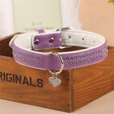 China Factory Wholesale Spot Quality Diamond Pet Collar Dog Collar Luxury Padded Leather Inlaid Dog Belt for sale